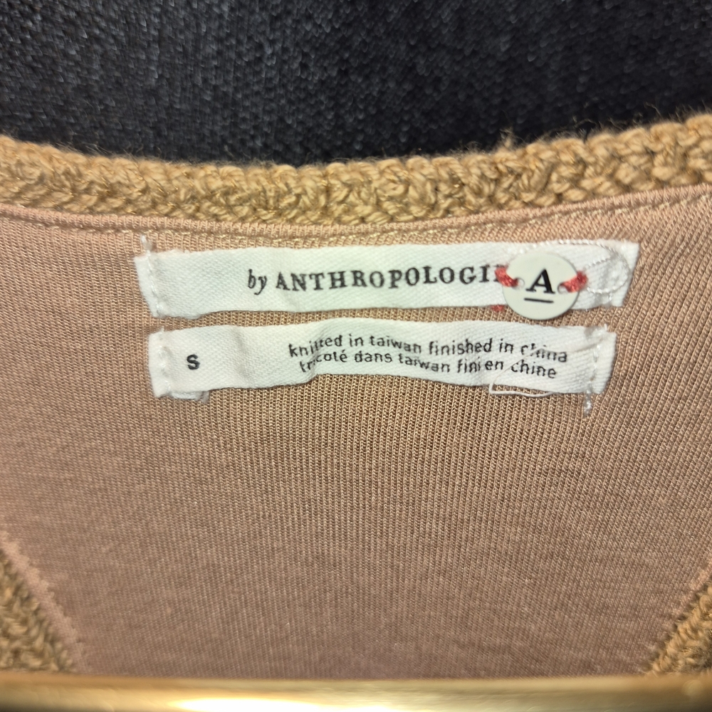 Anthropologie Layered Tank Top in Tan and White - Picture 2 of 3